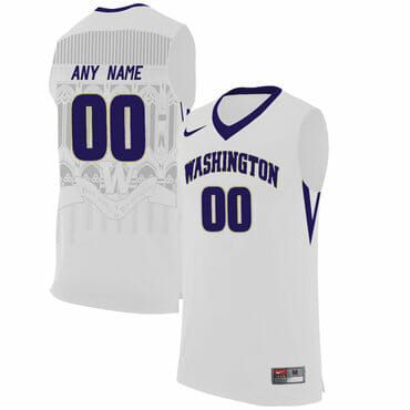 Custom Washington Huskies Jersey Name and Number College Basketball White Style