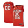 Custom Illinois Fighting Jersey College Basketball Name and Number Elite Orange Retro