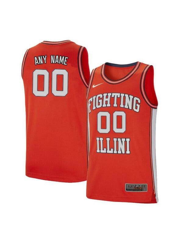Custom Illinois Fighting Jersey College Basketball Name and Number Elite Orange Retro