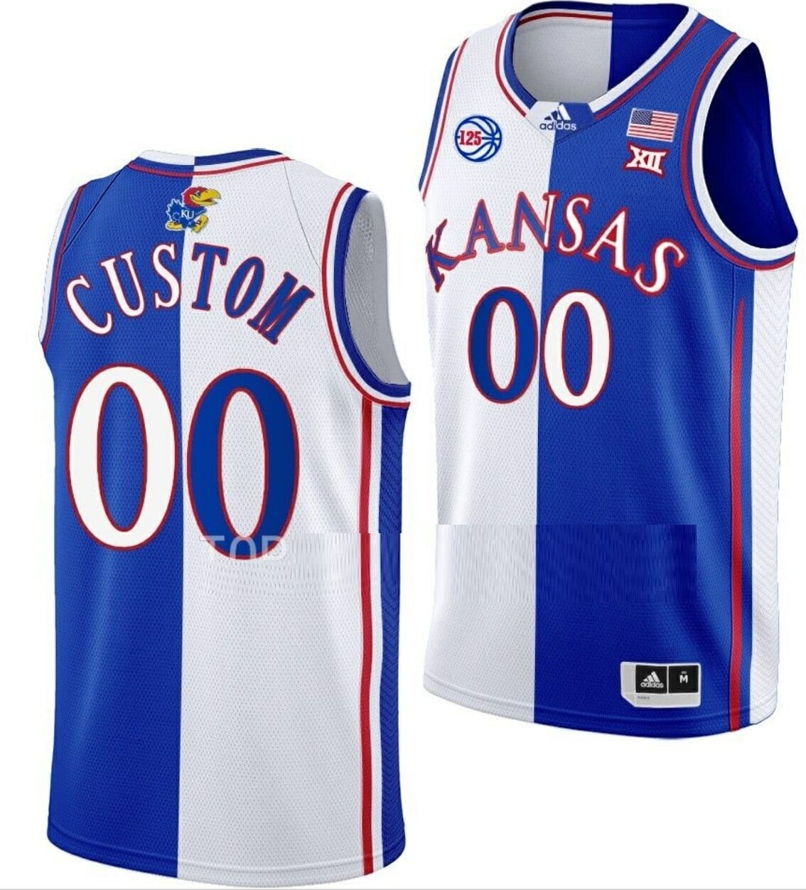 Custom Kansas Jayhawks Jersey Name and Number College Basketball Split Edition White Royal