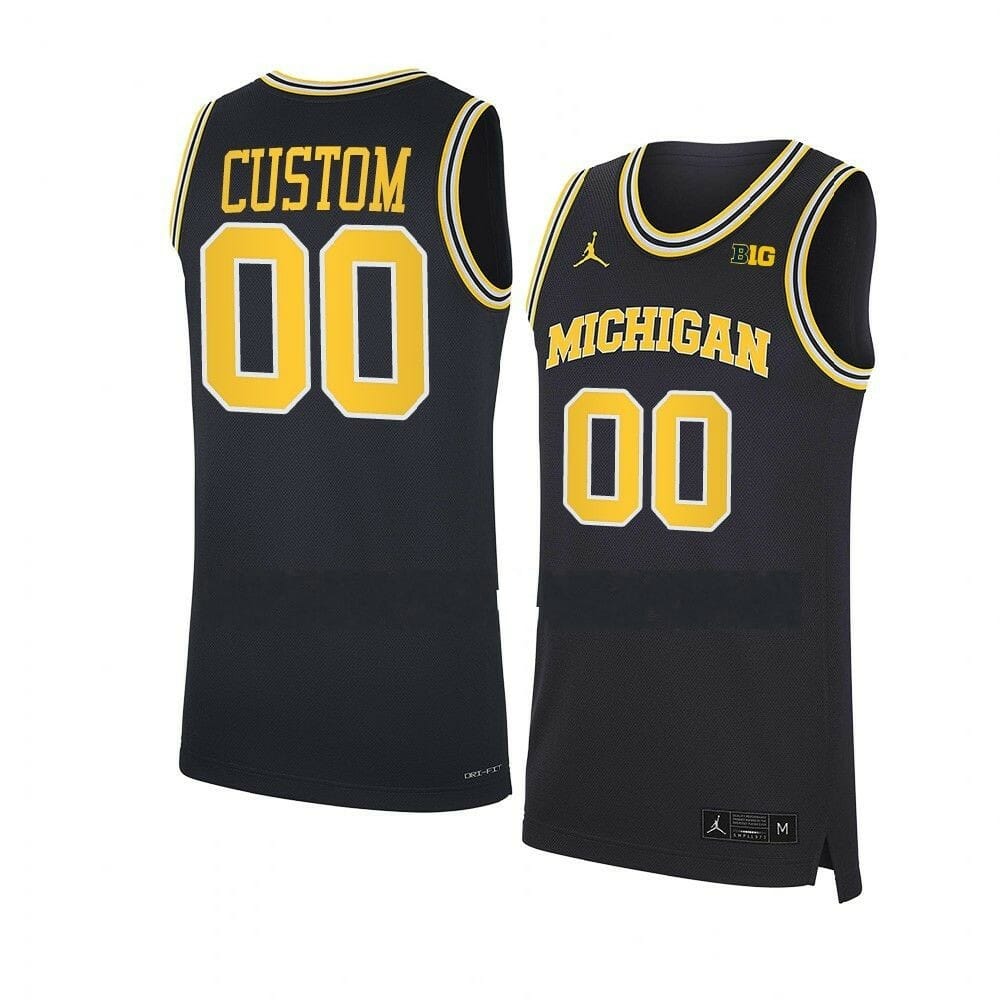 Custom Michigan Wolverines Basketball Jersey College Name and Number Navy BIG Patch