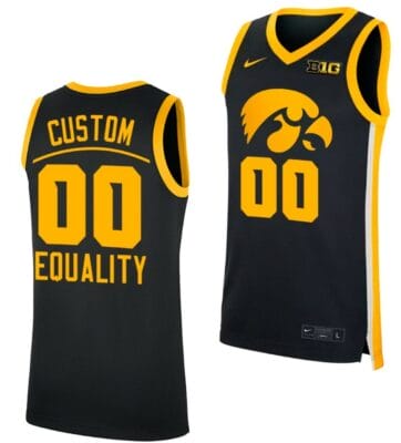 Custom Iowa Hawkeyes Jersey Name and Number College Basketball Equality Black Big Ten
