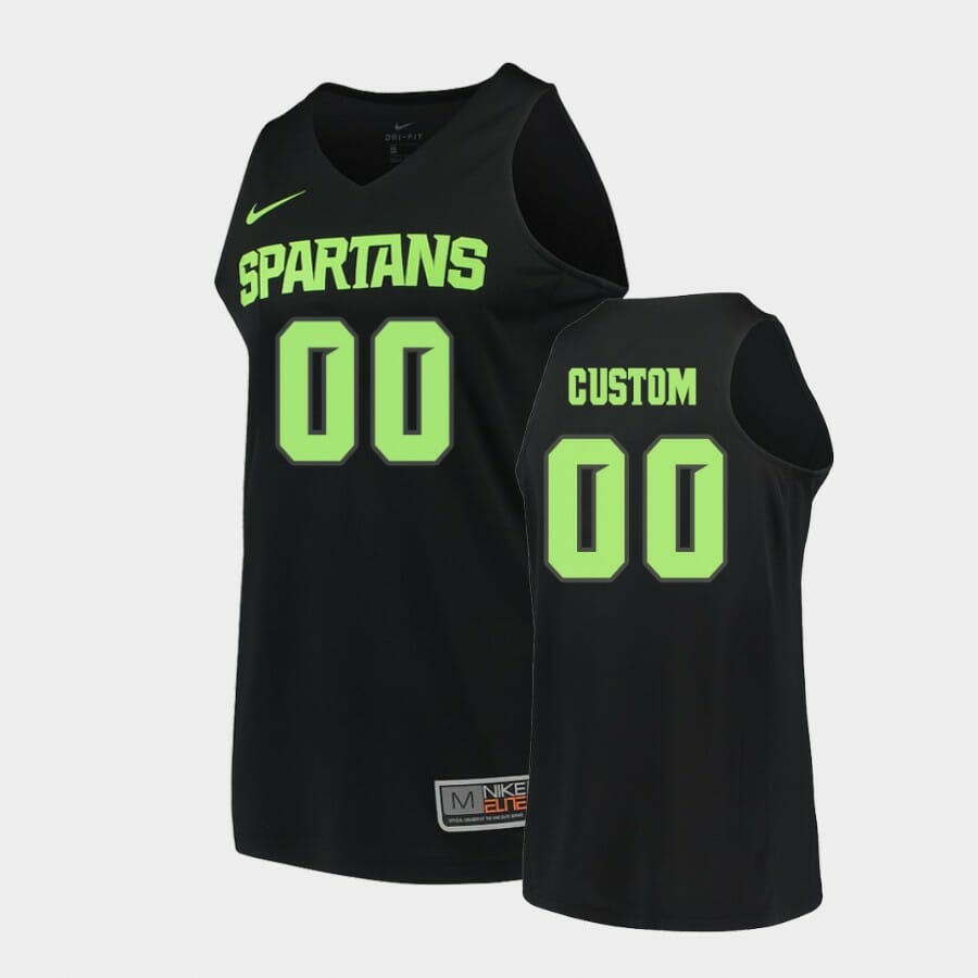 Custom Michigan State Spartans Jersey Name and Number College Basketball Black