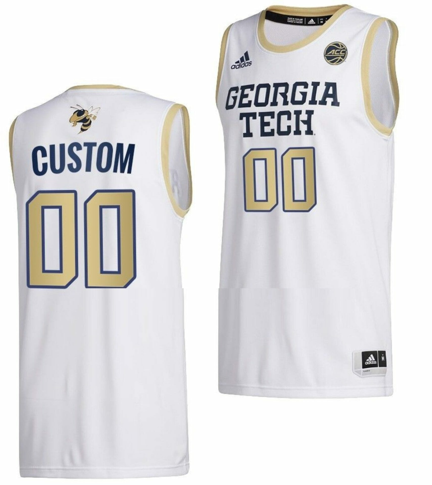 Custom Georgia Tech Jersey Name and Number College Basketball White Swingman