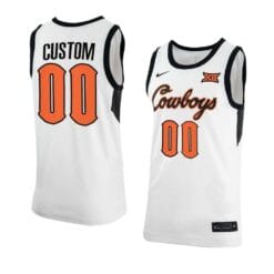 Custom Oklahoma State Jersey Basketball College Name and Number White