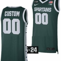 Custom Michigan State Spartans Jersey Name and Number College Basketball Limited Green