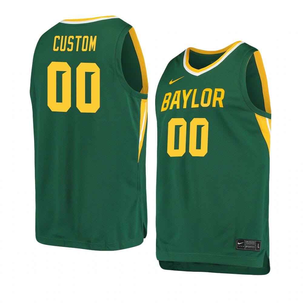 Custom Baylor Bear Jersey Basketball College Name and Number Green No Patch