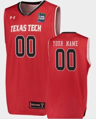 Custom Texas Tech Jersey Red Raiders Name and Number College Basketball 2019 Final Four Red