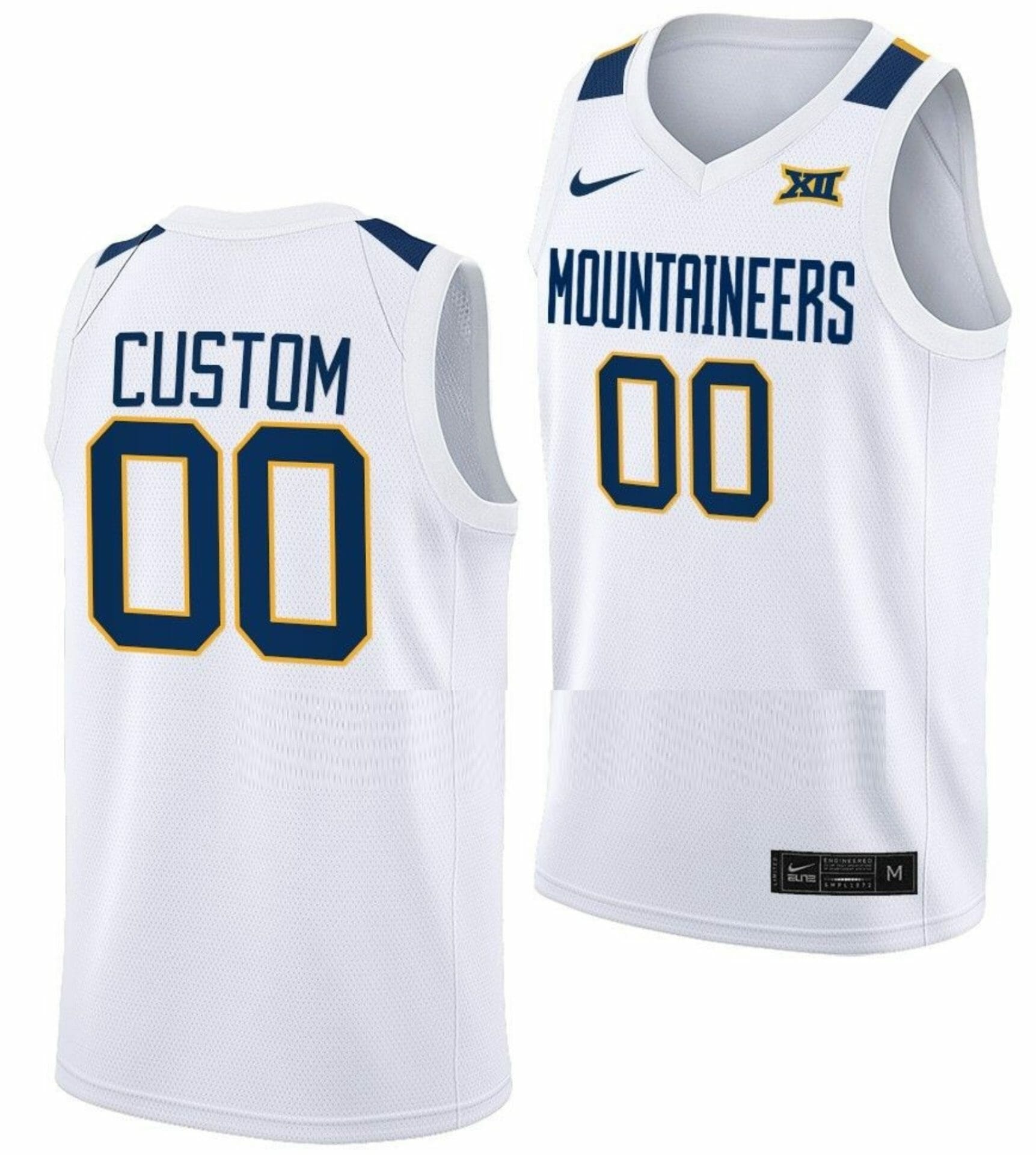 Custom West Virginia Jersey Name and Number Mountaineers College Basketball White Home