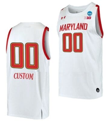 Custom Maryland Terrapins Jersey 2023 NCAA March Madness College Basketball White