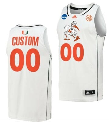 Custom Miami Hurricanes Jersey Name and Number College Basketball March Madness White