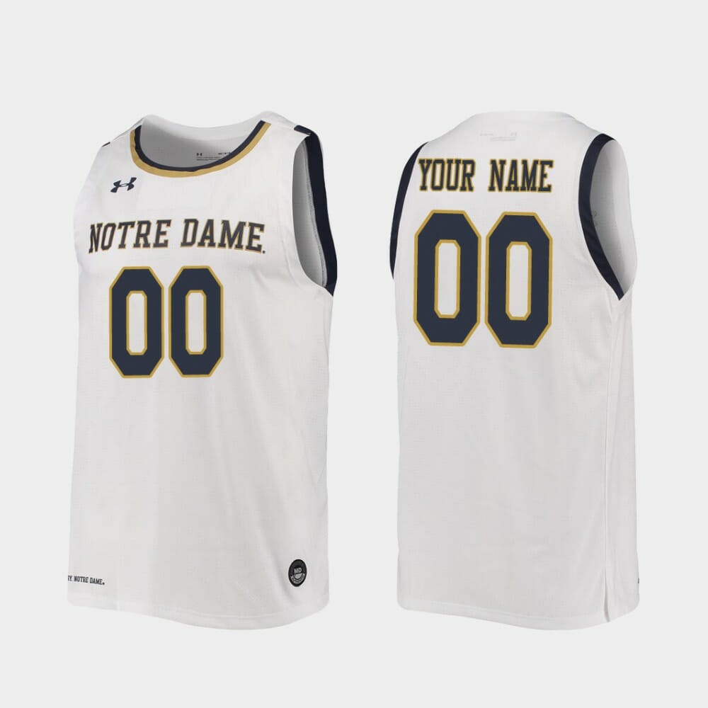 Custom Notre Dame Fighting Irish Jersey Name and Number Tar Heels College Basketball White