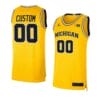 Custom Michigan Wolverines Basketball Jersey College Name and Number Maize