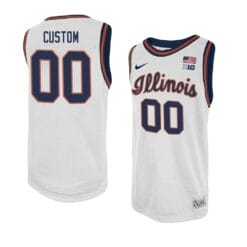Custom Illinois Fighting Jersey Basketball College Name and Number Swingman White