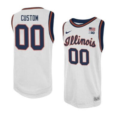 Custom Illinois Fighting Jersey Basketball College Name and Number Swingman White