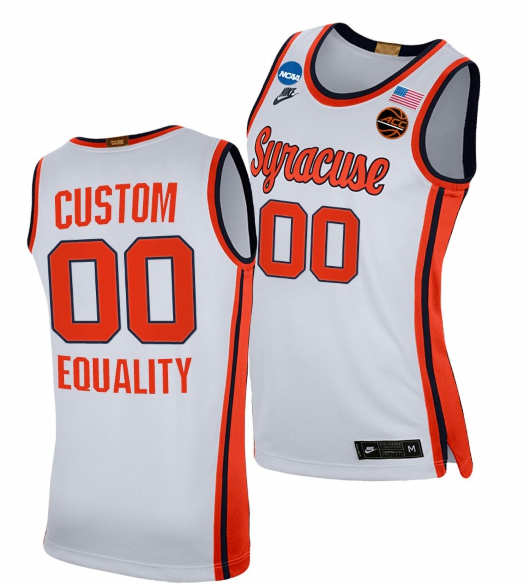 Custom Syracuse Orange Jersey Name and Number College Basketball March Madness Sweet 16 Equality White