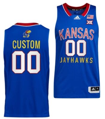 Custom Kansas Jayhawks Jersey Name and Number College Basketball Throwback Royal