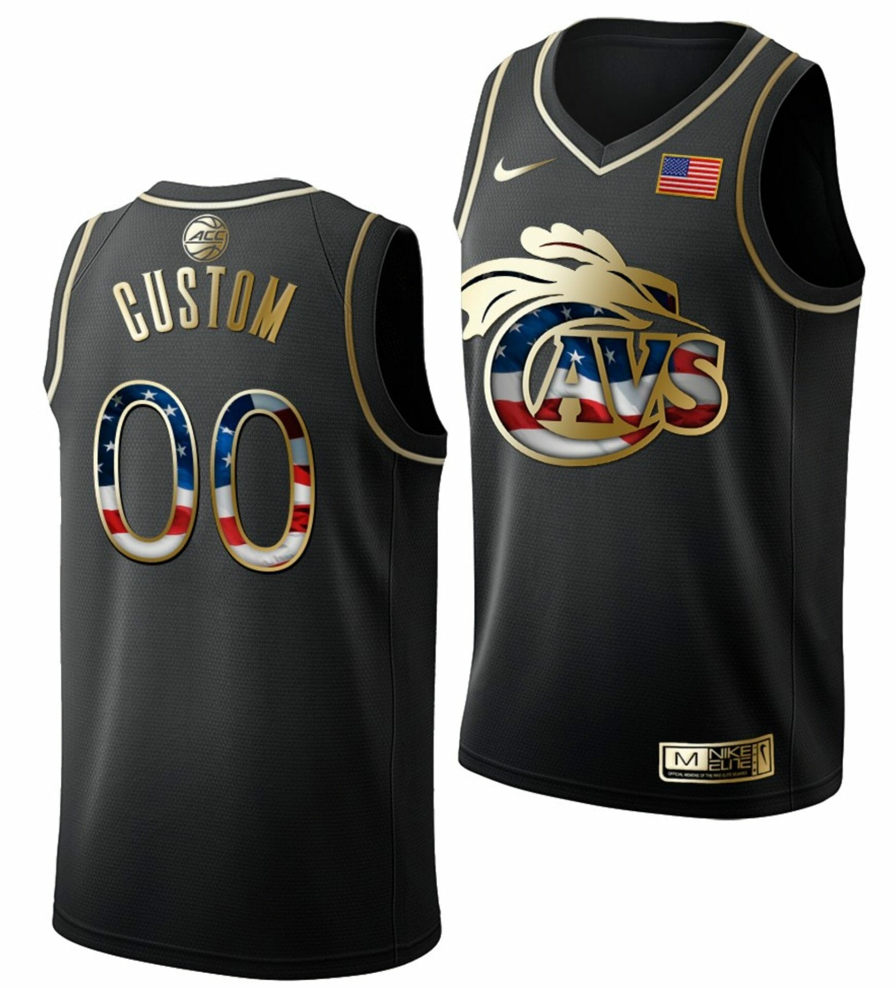 Custom Virginia Cavaliers Jersey Name and Number College Basketball Stars and Stripes Golden Limited Edition Black