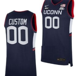 Custom UConn Huskies Jersey Name And Number College Basketball Away Navy Big East