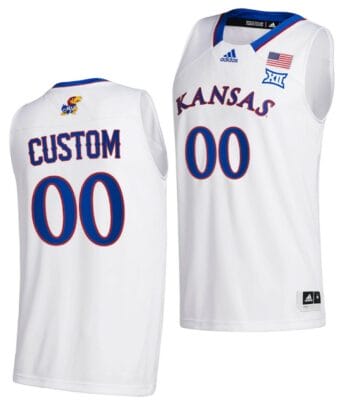 Custom Kansas Jayhawks Jersey Name and Number College Basketball White Home