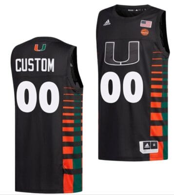 Custom Miami Hurricanes Jersey Name and Number College Basketball ACC Black