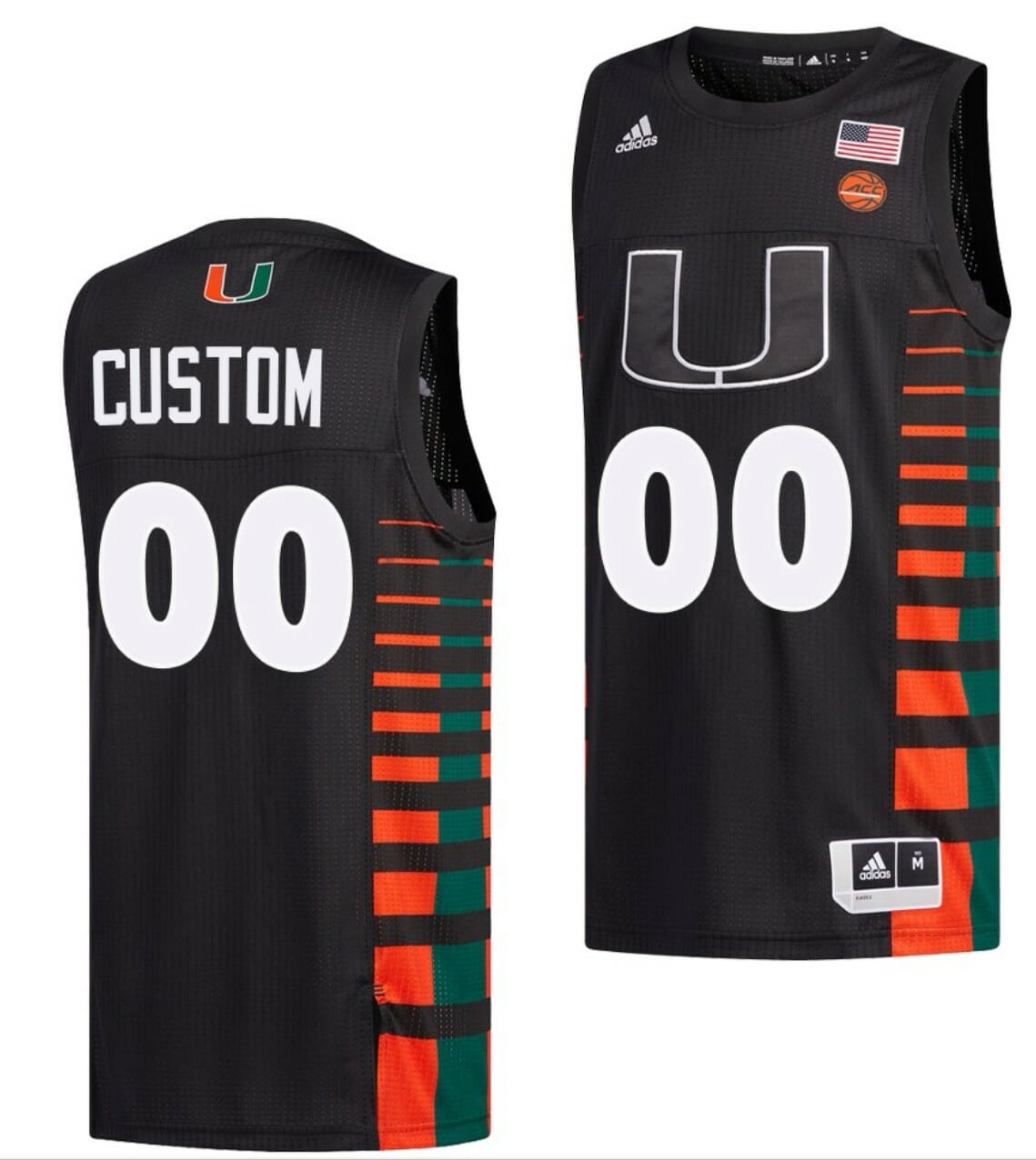 Custom Miami Hurricanes Jersey Name and Number College Basketball ACC Black