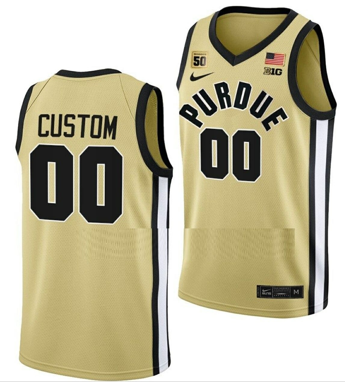 Custom Purdue Boilermakers Jersey Name And Number College Basketball Gold