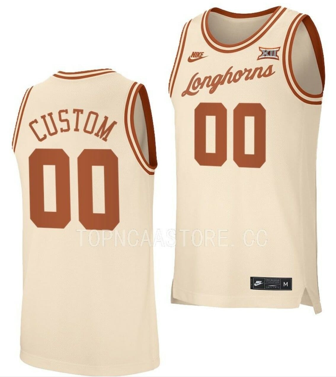 Custom Texas Longhorns Jersey Name And Number College Basketball Cream Retro
