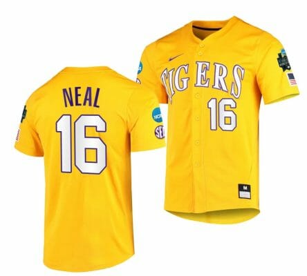 Brady Neal Jersey 2023 College World Series LSU Tigers NCAA Baseball Gold #16