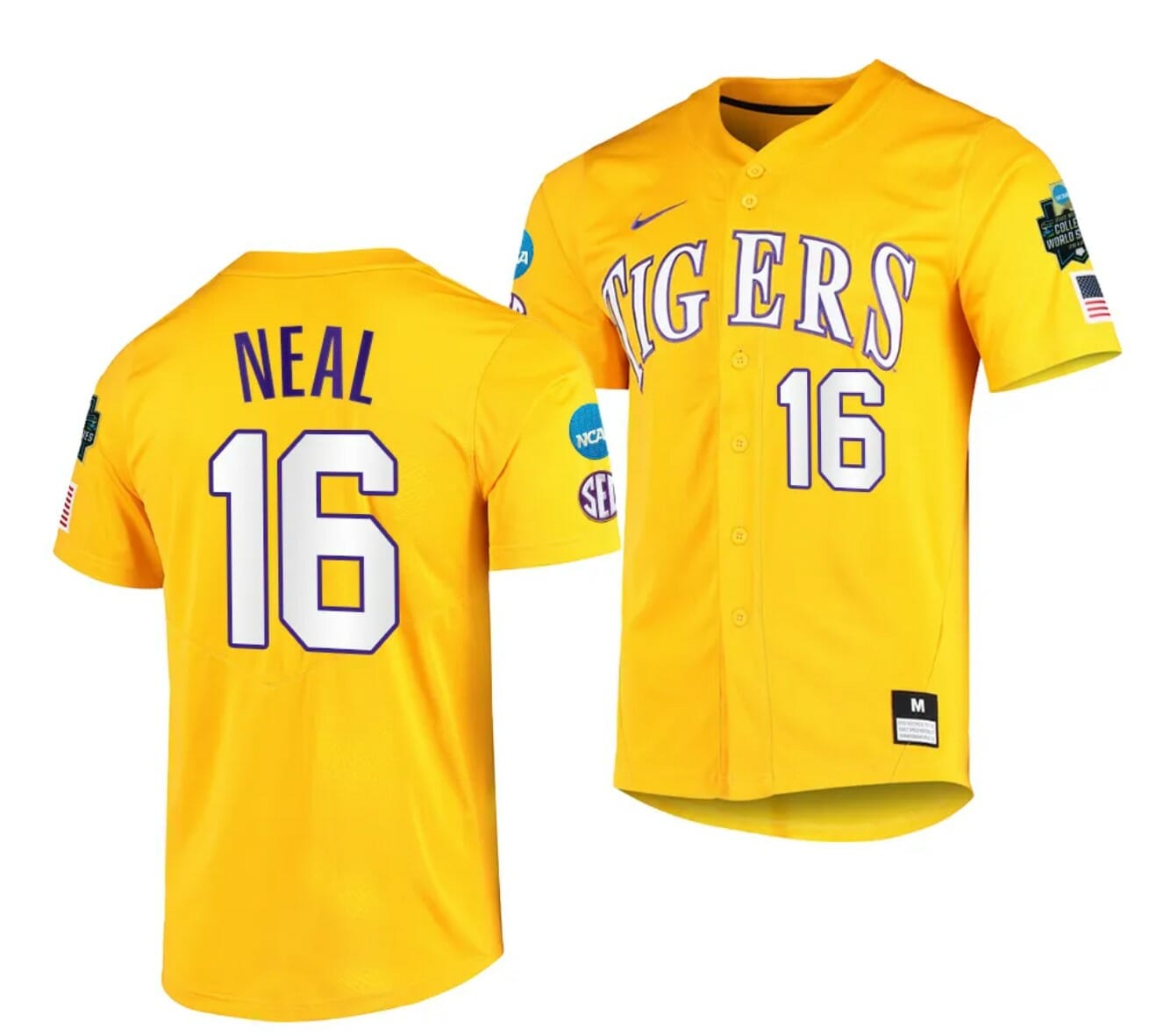 Brady Neal Jersey 2023 College World Series LSU Tigers NCAA Baseball Gold #16