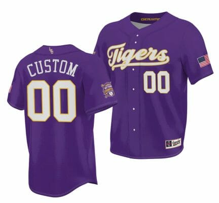 Custom LSU Tigers Jersey 2023 College World Series Champions Name and Number NCAA Baseball Purple