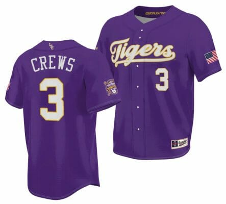 Dylan Crews Jersey 2023 College World Series Champions LSU Tigers NCAA Baseball Purple #3