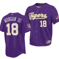 Tre Morgan Jersey 2023 College World Series Champions LSU Tigers NCAA Baseball Purple #18