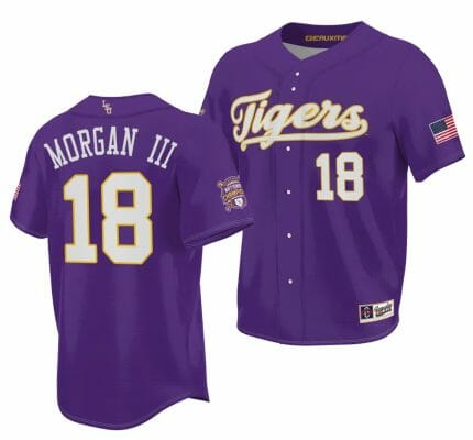 Tre Morgan Jersey 2023 College World Series Champions LSU Tigers NCAA Baseball Purple #18