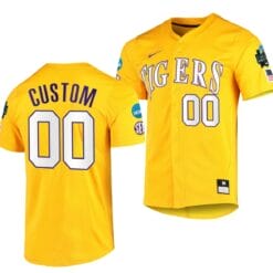 Custom LSU Tigers Jersey 2023 College World Series Name and Number NCAA Baseball Gold