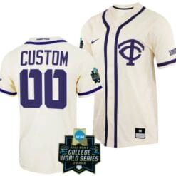Custom TCU Horned Frogs Jersey 2023 College World Series Name and Number NCAA Baseball Natural Replica #00