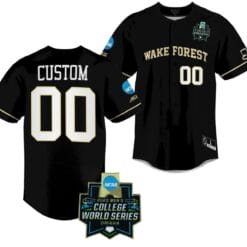 Custom WF Demon Deacons Jersey 2023 College World Series Name and Number NCAA Baseball Black #00