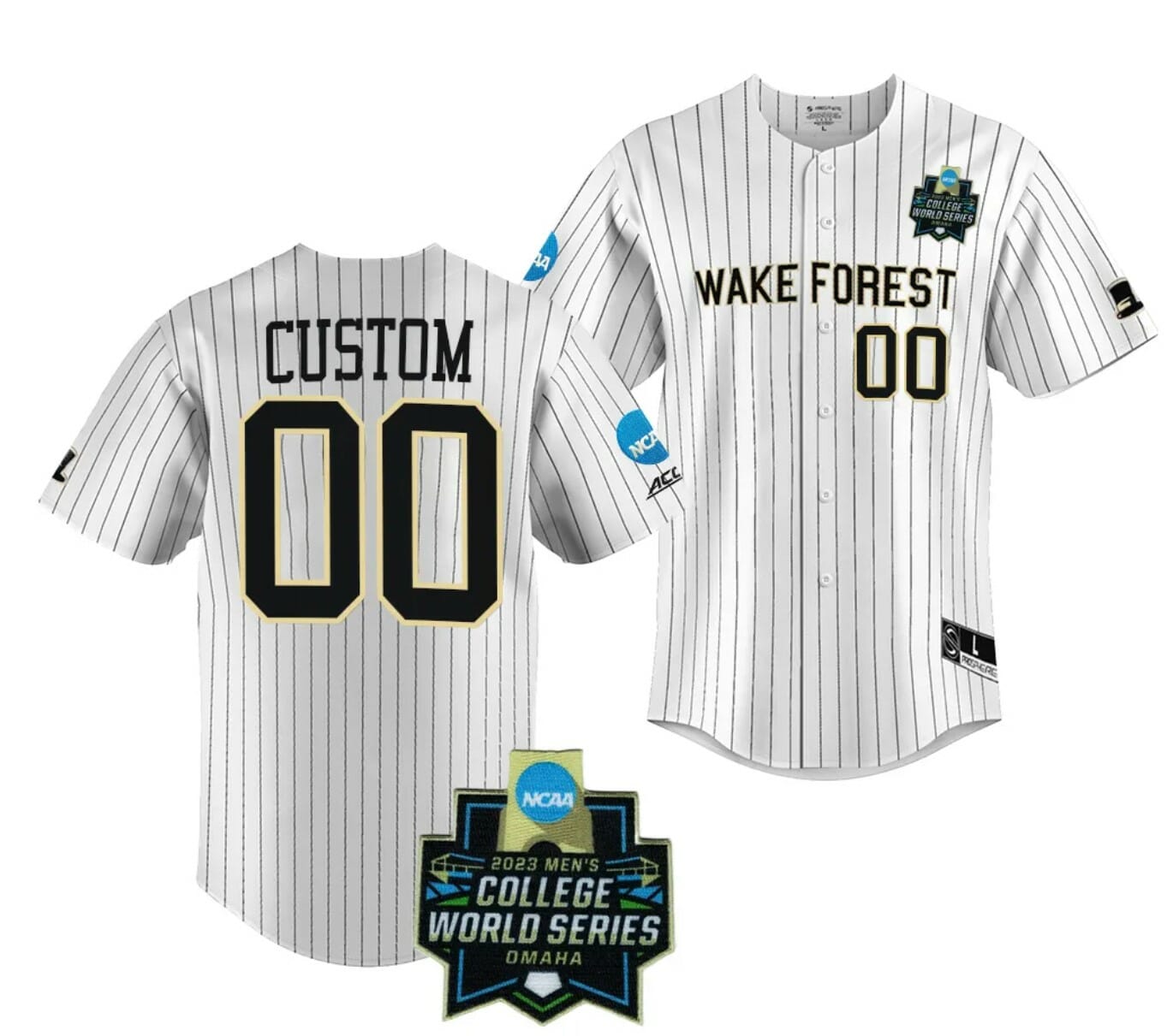 Custom WF Demon Deacons Jersey 2023 College World Series Name and Number NCAA Baseball White #00