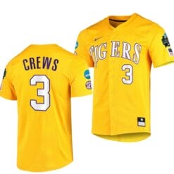 Dylan Crews Jersey 2023 College World Series LSU Tigers NCAA Baseball Gold #3