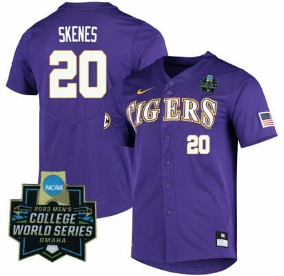 2023 College World Series Paul Skenes Jersey LSU Tigers NCAA Baseball Purple#20
