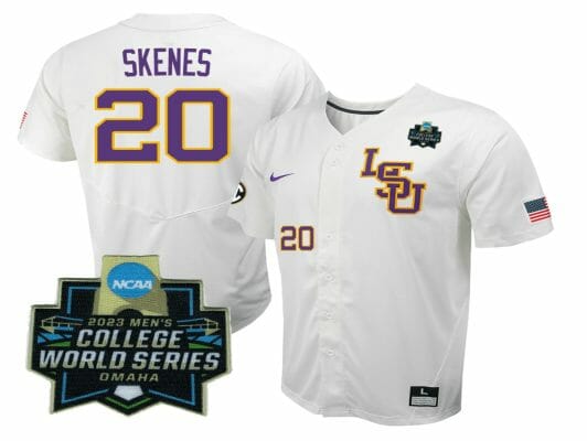 2023 College World Series Paul Skenes Jersey LSU Tigers NCAA Baseball White #20