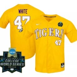 2023 College World Series Tommy White Jersey LSU Tigers NCAA Baseball Gold #47