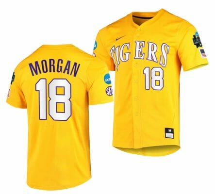 Tre Morgan Jersey 2023 College World Series LSU Tigers NCAA Baseball Gold #18