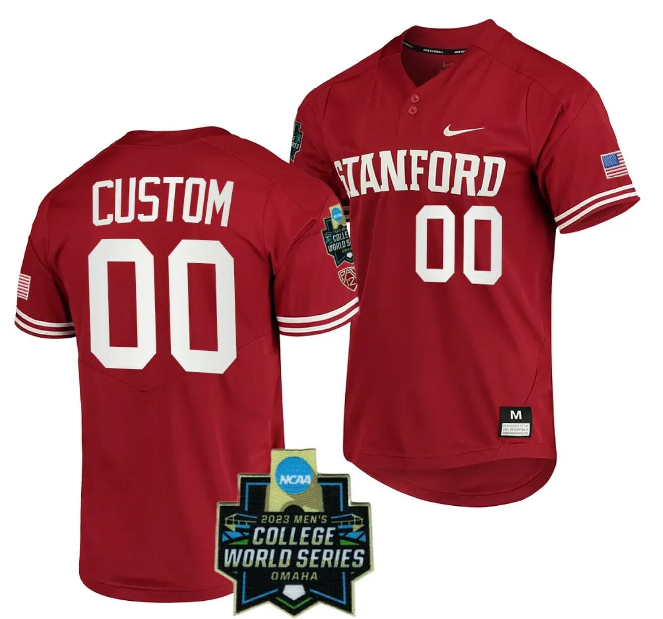Custom Stanford Cardinal Jersey 2023 NCAA Baseball College World Series Name and Number OMAHA 8 Red #00