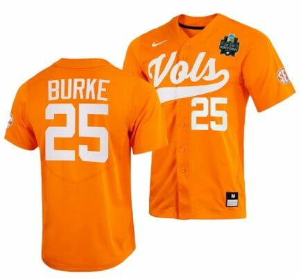 Blake Burke Jersey Tennessee Volunteers #25 Orange 2023 NCAA Baseball College World Series