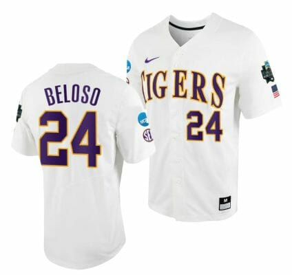 Cade Beloso Jersey LSU Tigers #24 White 2023 College World Series NCAA Baseball