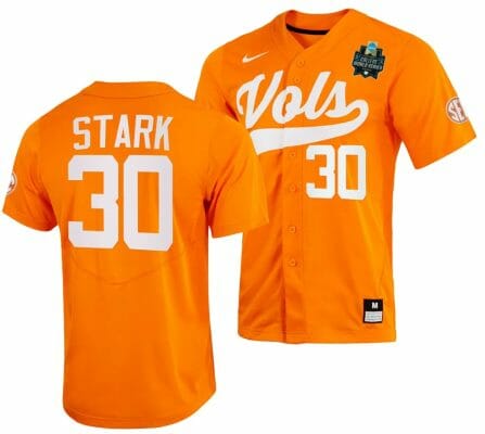 Cal Stark Jersey Tennessee Volunteers #30 Orange 2023 NCAA Baseball College World Series
