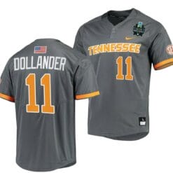 Chase Dollander Jersey Tennessee Volunteers #11 Gray 2023 NCAA Baseball College World Series