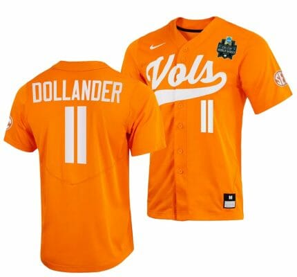 Chase Dollander Jersey Tennessee Volunteers #11 Orange 2023 NCAA Baseball College World Series