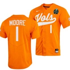 Christian Moore Jersey Tennessee Volunteers #1 Orange 2023 NCAA Baseball College World Series